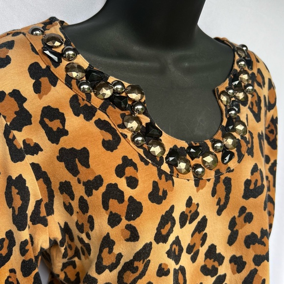 Ruby Rd. Animal Print 3/4 Sleeve Top - Picture 2 of 6